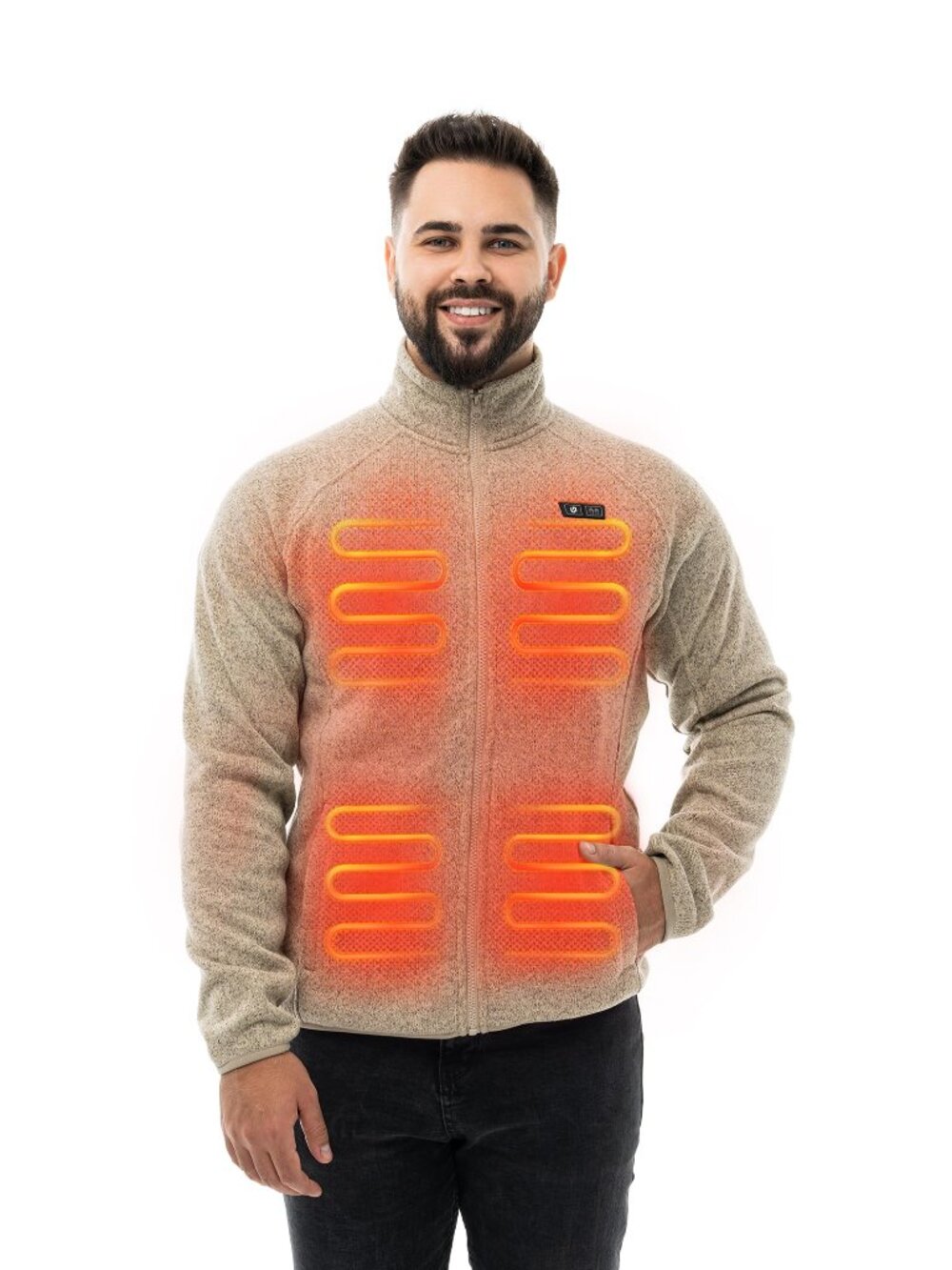 NEW HENNCHEE Heated Fleece Jackets for Men with 12V Dual Control 5 Carbon Fiber